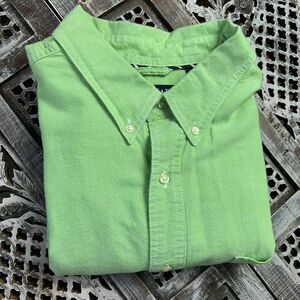 Chaps Men's Green 2XL Long Sleeve 100% Cotton Button Front Casual Shirt